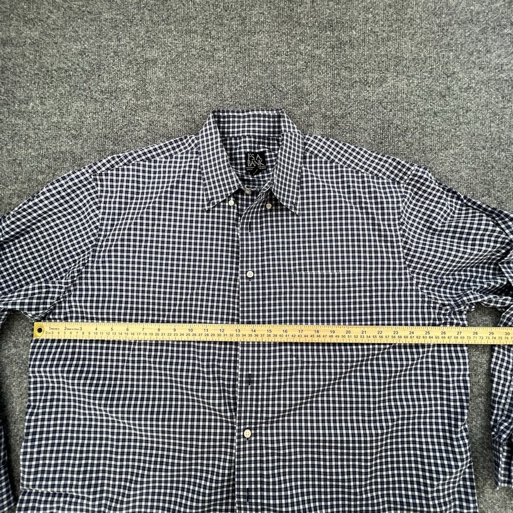 Jos. A. Bank Executive Collection XXL Navy White Gingham Check Button Down Shirt - Picture 3 of 6